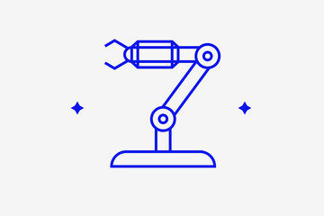 pneumatic manipulator illustration in flat style design. Vector illustration in trend blue color. 
