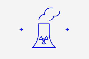 nuclear  station illustration in flat style design. Vector illustration in trend blue color. 
