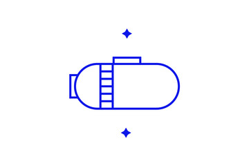 Isolated oil tank illustration in flat style design. Vector illustration in trend blue color. 
