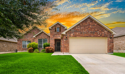 a house at sunset
