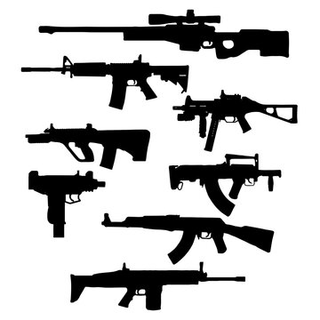 Silhouette set of guns illustration vector