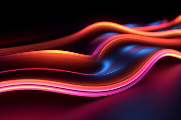 Obraz premium Abstract background with glowing illuminated lines in violet and orange color