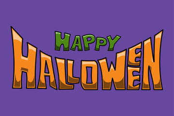 Vector de Happy Halloween, vector de letras para Halloween, ilustración sencilla, tarjeta de invitación 