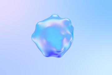 3D Abstract Iridescent liquid metaball with waving smooth ripples.