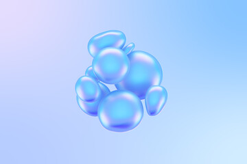 3D Abstract Iridescent liquid shape with waving smooth ripples.