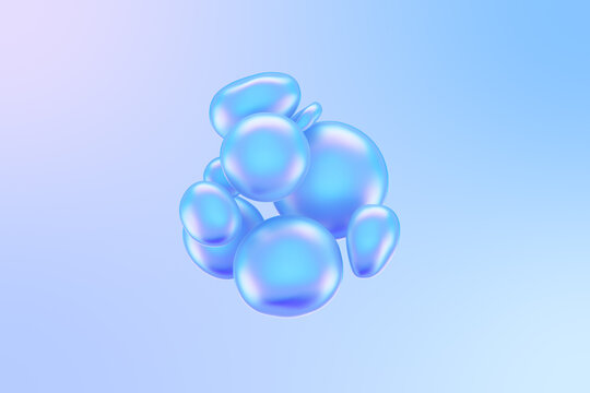 3D Abstract Iridescent liquid shape with waving smooth ripples.