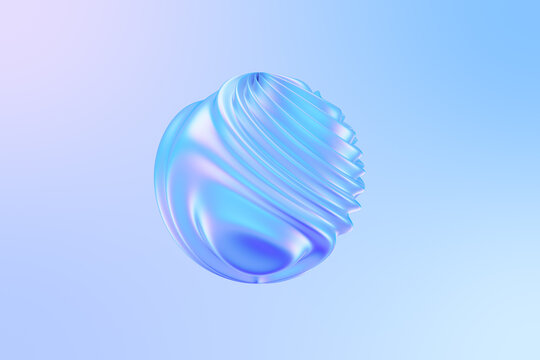3D Abstract Iridescent liquid shape with waving smooth ripples.