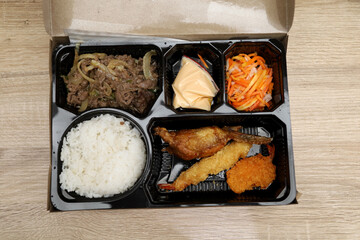 japanese bento set, lunch box concept. take away food