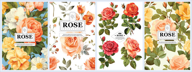 Elegant Rose Collection: Realistic Vector Floral Illustrations for Backgrounds, Patterns, and Wedding Invitations