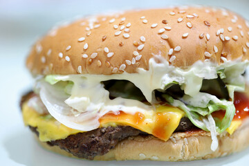 fresh tasty burger isolated on white background