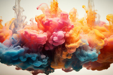 Obraz premium Abstract formed by color dissolving in water. Colorful ink dissolves in water smoke pattern 