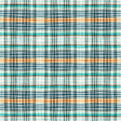 Teal rustic coastal beach house check fabric tile. Seamless sailor flannel textile gingham repeat swatch.