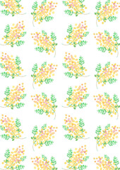 水彩ミモザのパターン