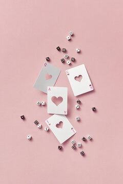 Craft playing cards with black and white dice.