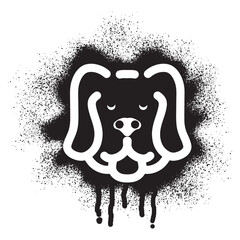 Dog head stencil graffiti with black spray paint	