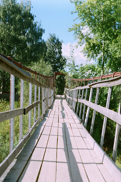 A wooden bridge in a russian countryside