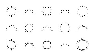 陽光のアイコンセット/陽射し/太陽光/日光/光/イラスト/ベクター