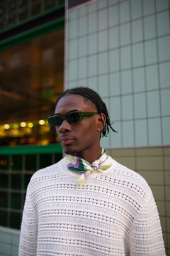Trendy african male wearing cool sunglasses