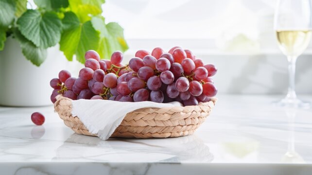 Fresh Organic Grape Fruit Photorealistic Horizontal Illustration. Healthy Vegetarian Diet. Ai Generated bright Illustration with Delicious Juicy Grape Fruit.