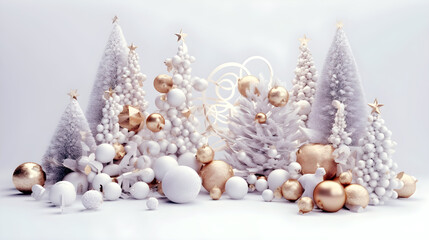 Fototapeta na wymiar Decorated White Christmas Tree -Generative AI