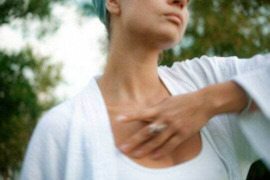 Woman Dance Meditative Body Movements Close-up