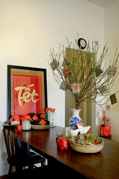 Home decoration for Tet holiday as Lunar New Year in Asia