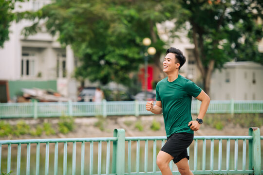 Portrait of a handsome young man running. A healthy lifestyle.