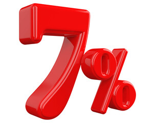 7 percent off red 3d number render