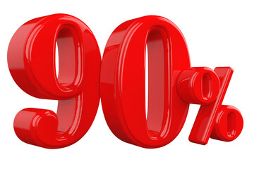 90 percent off red 3d number render
