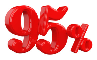 95 percent off red 3d number render