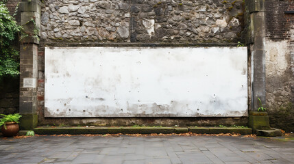 White frame ideal for copy space on a stone wall. Generative AI