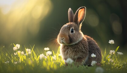cute animal pet rabbit or bunny white color smiling and laughing isolated with copy space for easter background, rabbit, animal, pet, cute, fur, ear, mammal, background, celebration, generate by AI. © pinkrabbit