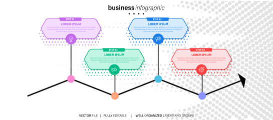 4 list of steps, layout diagram with number of sequence, circular infographic element template
