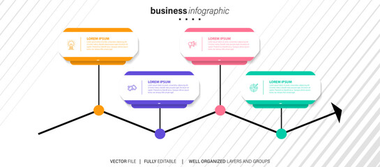 Modern 3D infographic template with 4 steps. Business circle template with options for brochure, diagram, workflow, timeline, web design. Vector EPS 10
