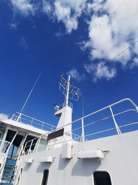 ferry boat detail and blue sky