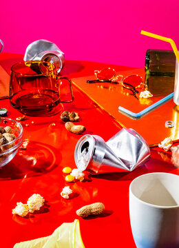 Messy table after celebration.