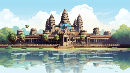 Illustration of the Angkor Wat - obrazy, fototapety, plakaty