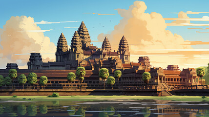 Illustration of the Angkor Wat - obrazy, fototapety, plakaty