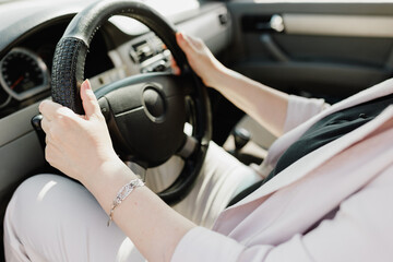 woman driving the car