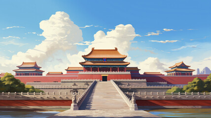 Illustration of the Forbidden City - obrazy, fototapety, plakaty