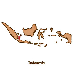 Hand Drawn Map of Indonesia with Brown Color. Modern Simple Line Cartoon Design. Good Used for Infographics and Presentations - EPS 10 Vector