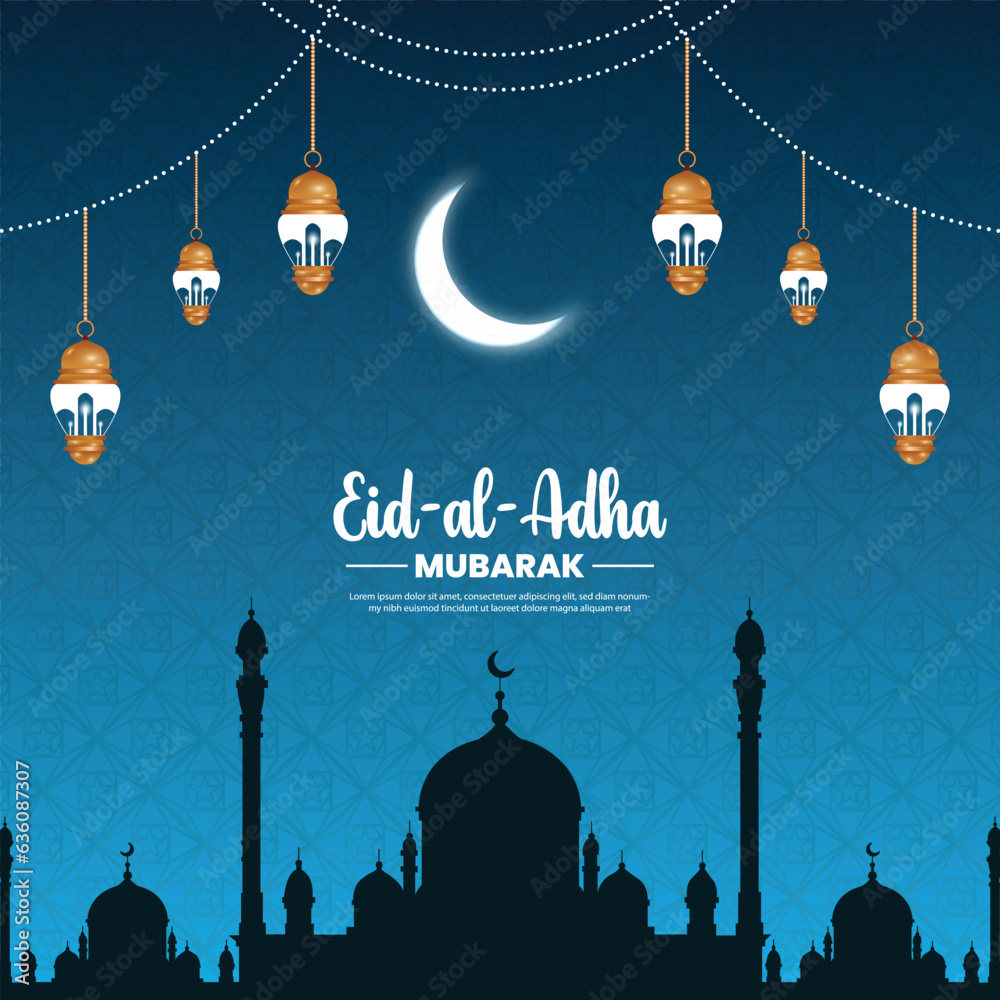 Wall mural eid -al-adha wishing post design with moon vector file