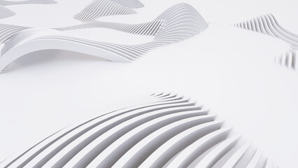 Abstract Curved Shapes. White Circular Background.