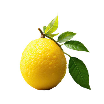 Isolated etrog on transparent background yellow citrus fruit with green stem and round pitom used for Jewish holiday