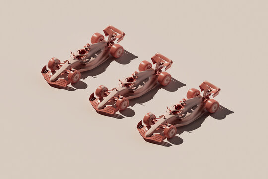 three racing cars