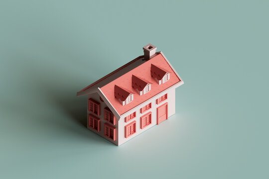 3d house on blue background