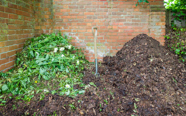 Compost heap, garden composting at home, UK