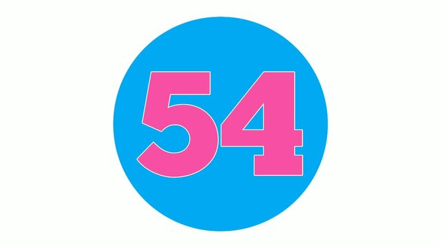 Number 54 fifty four sign symbol animation motion graphics on white background,4k cartoon video number for video elements