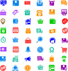 icons set for online shop, shopping, customer, full color vector eps 10