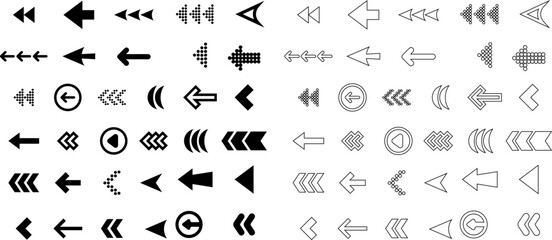 Fototapeta na wymiar set icons vector arrows cursors, pointers and direction buttons , elemen vector black and white eps 10